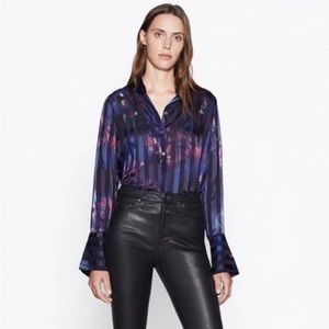 EQUIPMENT silk striped purple blouse, size XS